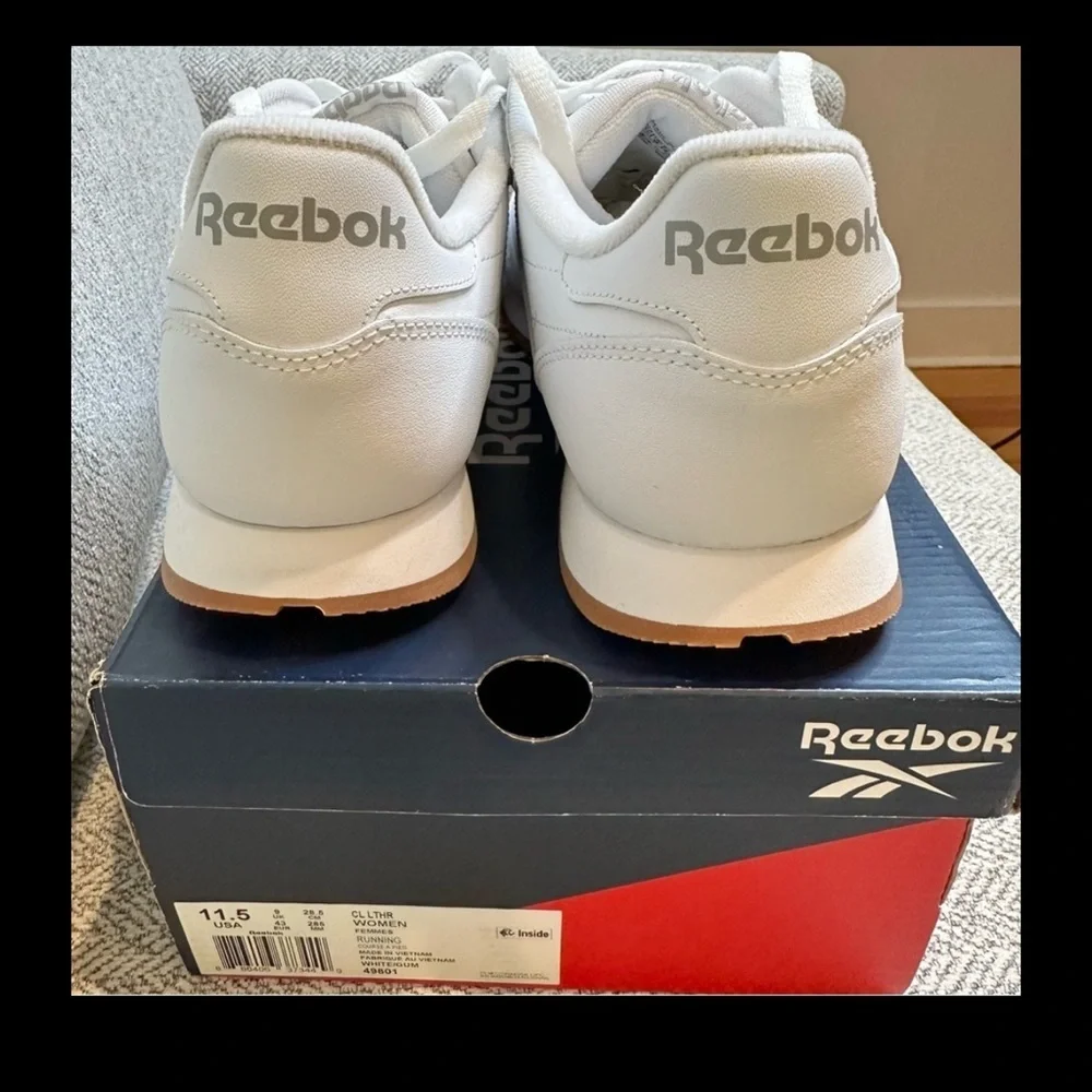 REEBOK‎ WOMENS CLASSIC LEATHER WHITE COURSE A PIED SNEAKER SIZE 11.5